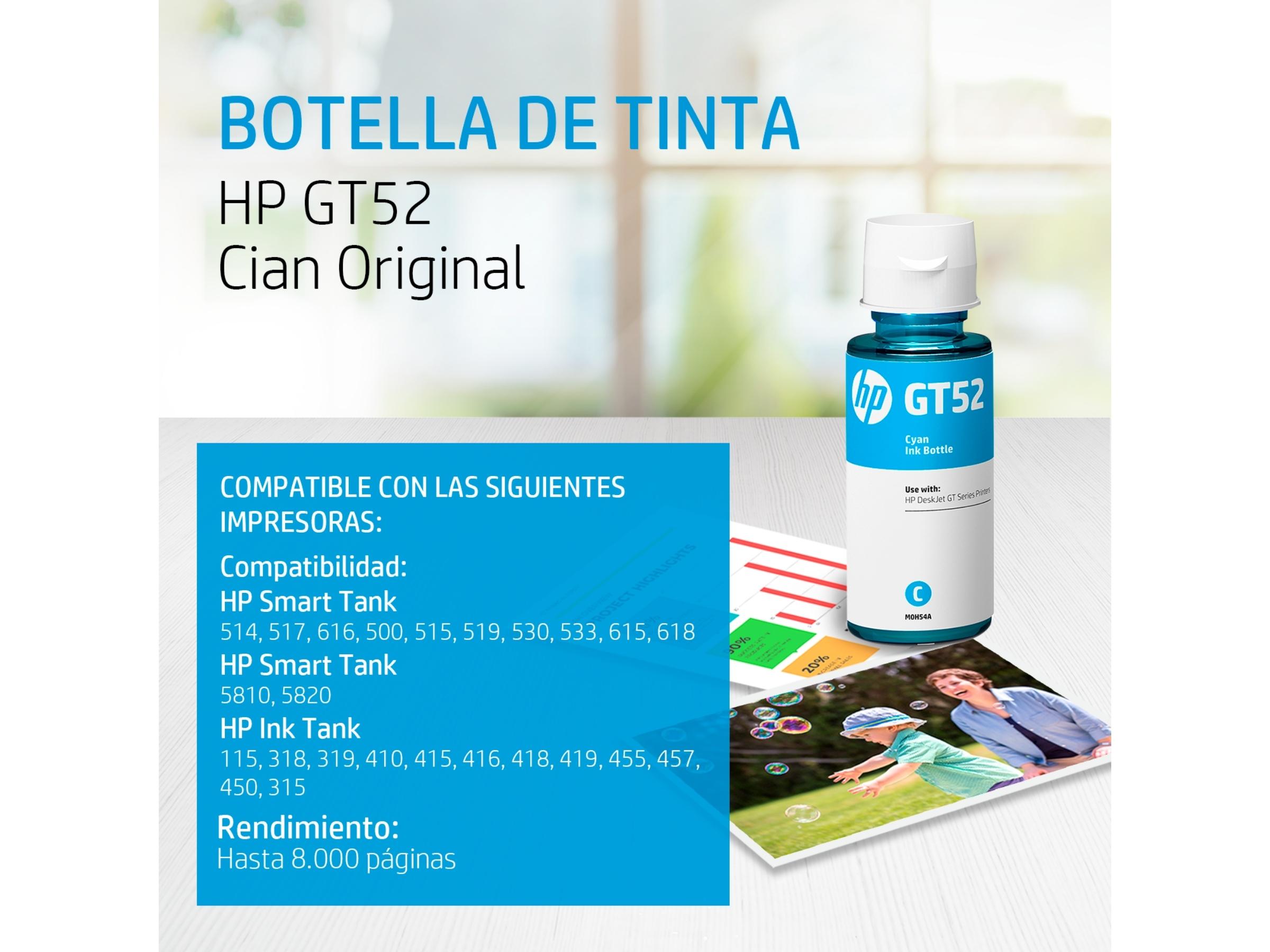 BOTELLA DE TINTA HP GT52 CYAN (M0H54AL) 70ML